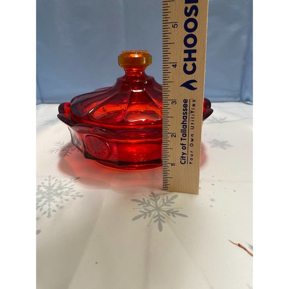 Fosteria  Red Coin Dot Lidded candy dish - Picture 9 of 9